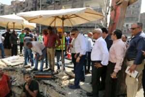 محافظ الجيزة يتفقد موقع العطل بساقية مكي